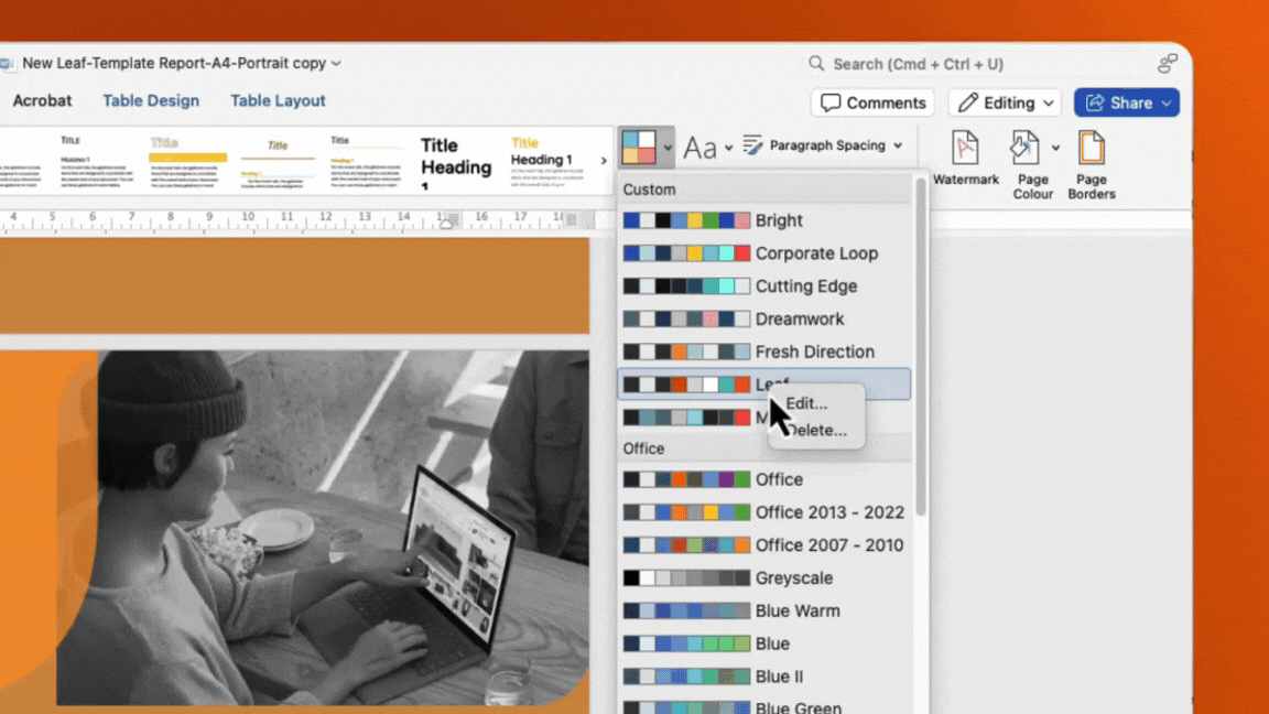 Updating Color Styles in Word