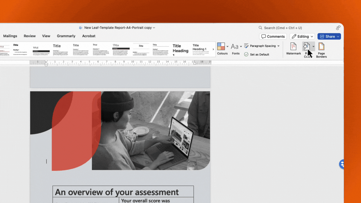 Changing the Report Page Color