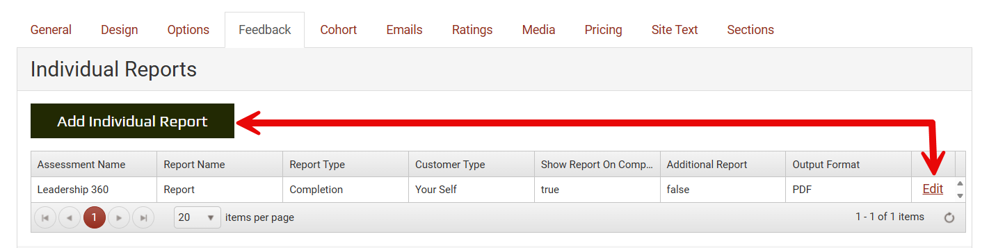 Individual Reports list