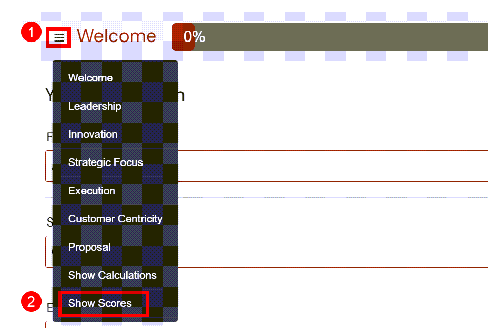 Hamburger menu in the response viewer with Show Score highlighted
