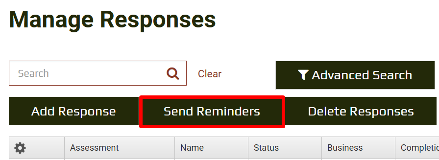 Hide Send Reminders - Response list view
