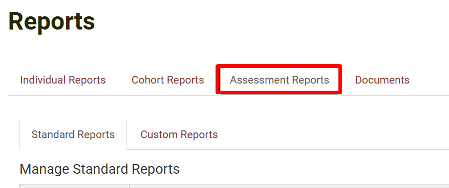 Hide Assessment Reports - Reports tabs