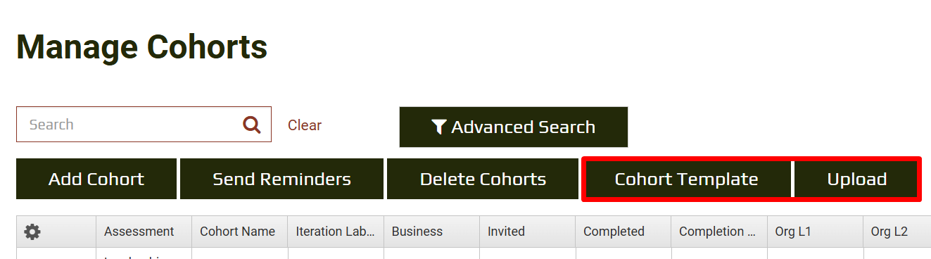 Hide Upload Functionality - Cohort view