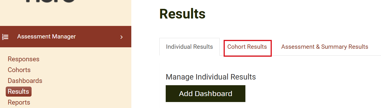Hide Cohort Results - Results tabs
