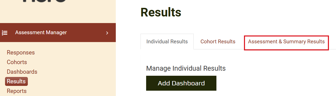 Hide Assessment and Summary Results - Results tabs