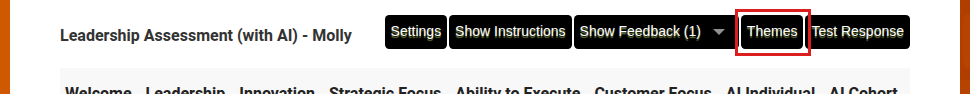 Themes button in the Assessment Builder toolbar