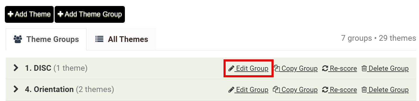 Themes page showing the Theme Groups and All Themes subtabs