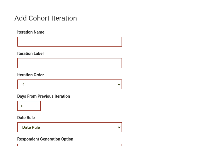 Add Cohort Iteration screen top